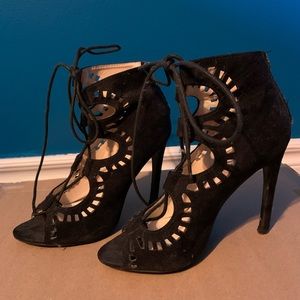 ✨Cut Out Lace-Up Black Heels